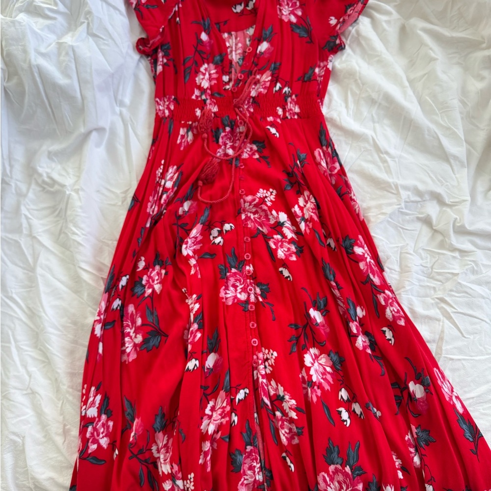 Floral Red Maxi Dress